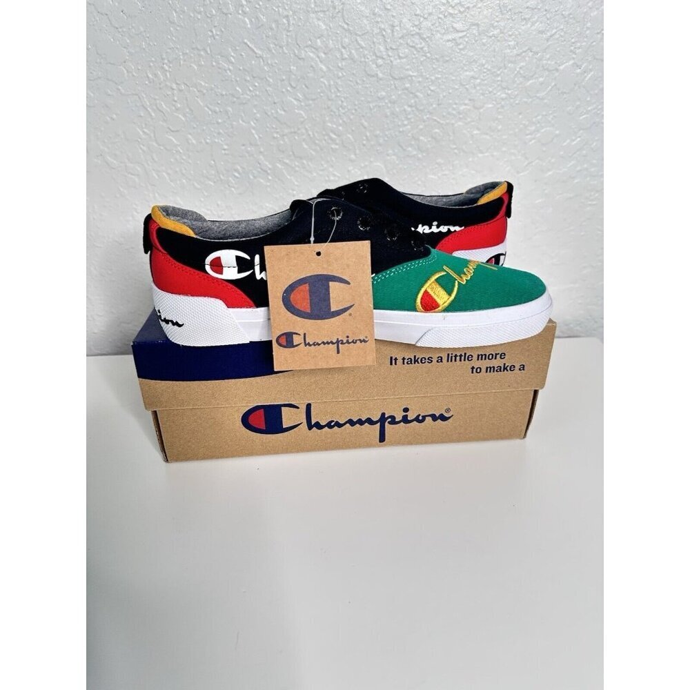 Champion Men's Swipe Colorblock Black & Multi Canvas Shoes Size 7 NEW‎ CP101171Y